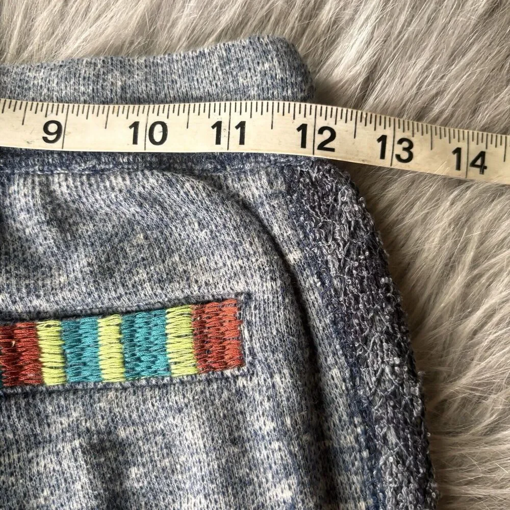 Miss Me Pants Sz M Lounge Blue Sweatpants Embroidered Terry Boho Cotton Colorful - Picture 7 of 10